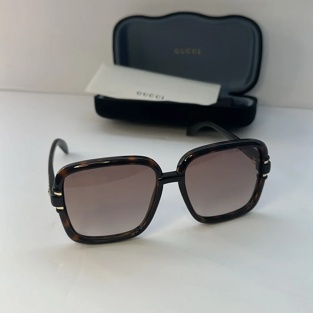💯- New Authentic Gucci GG1066S 002 59 Havana Sunglasses